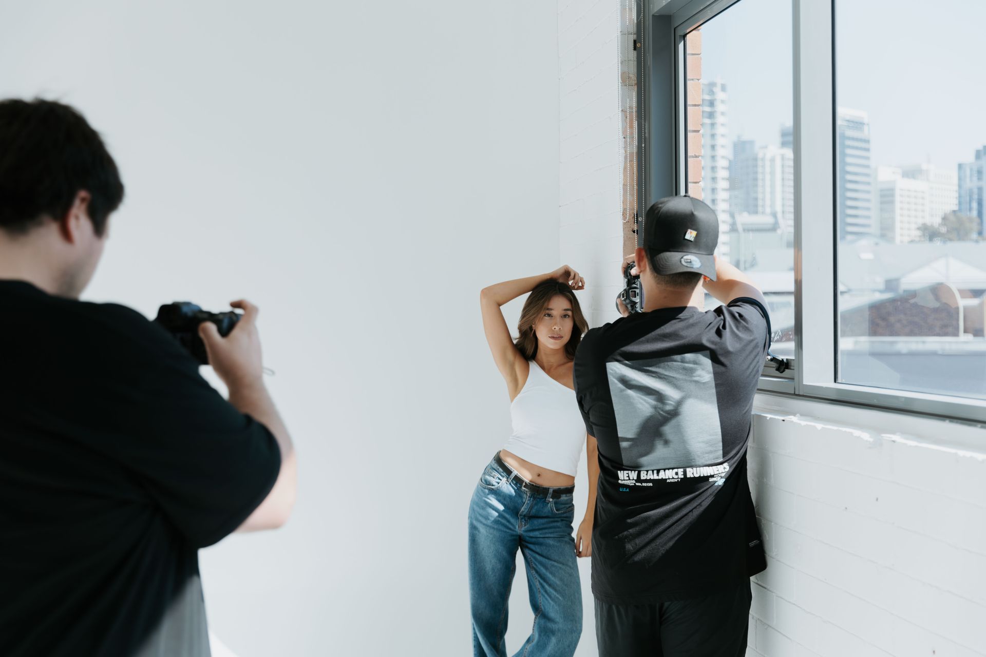 Photo shoot in progress in the studio